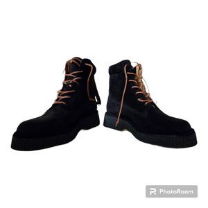 rag & bone Black Suede Lace-Up Ankle Boots with Brown Laces